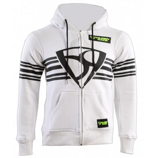 MUGENRACE H-MNR-2488 Shield Felpa Cappuccio Zip bianco