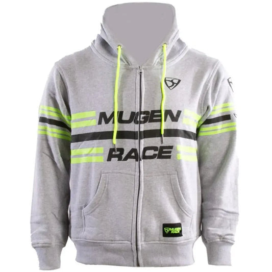 MUGENRACE H-MNR-2487 STRIPE Felpa Cappuccio Zip Grigio Chiaro