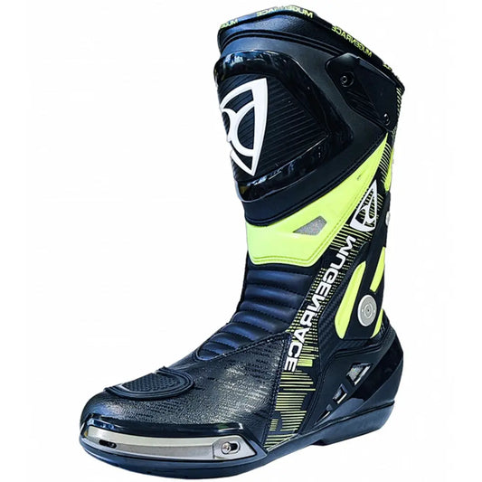 MUGENRACE BOT-MNR-2390 Phantom Plus Stivali Moto Nero Giallo Fluo