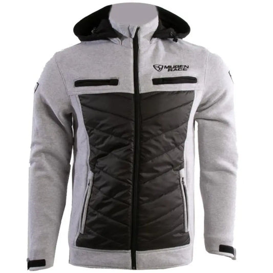 MUGENRACE H-MNR-2494 Puffy-Two Felpa Cappuccio Nera Grigio Chiaro