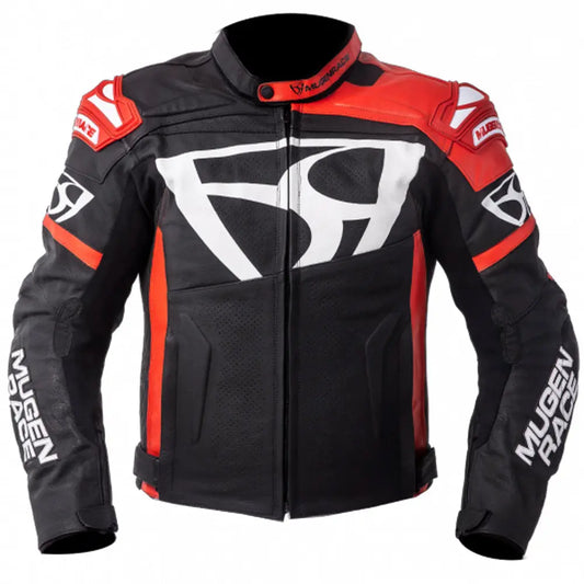 MUGENRACE LJ-MNR-1920 Aggressore Uomo Pelle Giacca Nera Rossa