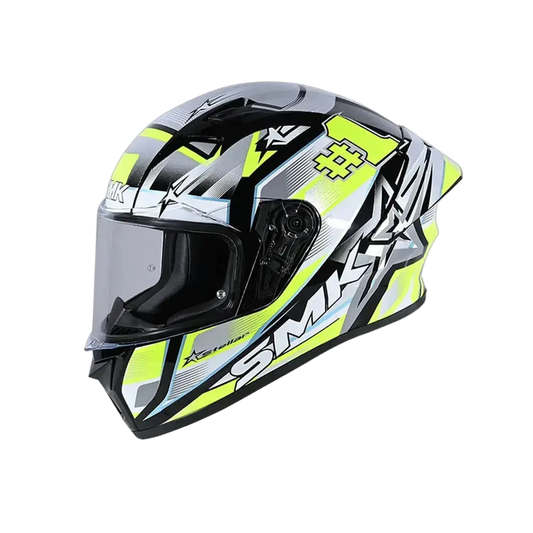 SMK STELLAR SPORTS #UNO GL214 Moto Integrale Caschi Grigio Giallo