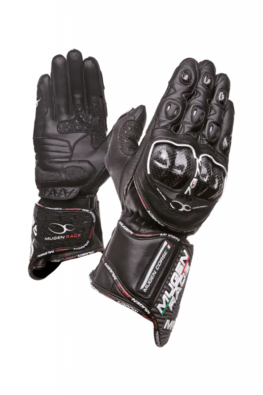 MUGENRACE G-MNR-1461 BORNEW Sportivi Moto Pelle Guanti Nero