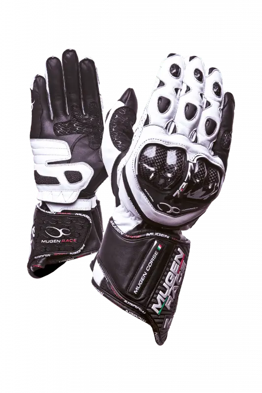 MUGENRACE G-MNR-1461 BORNEW Sportivi Moto Pelle Nero Bianco