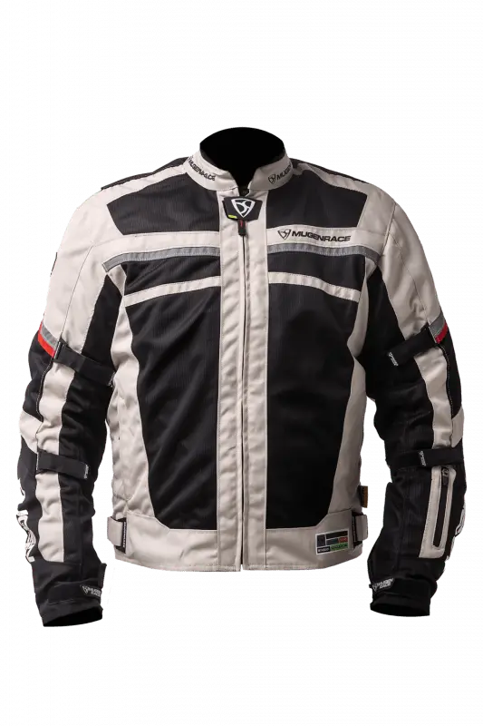 MUGENRACE A-TTRAVERSARE Moto Tessile Giacca Grigio Chiaro Nero