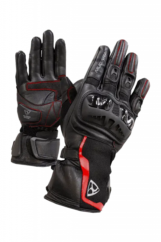 MUGENRACE G-MNR-1967 MAK-I Moto urismo Guanti Neri Rossi