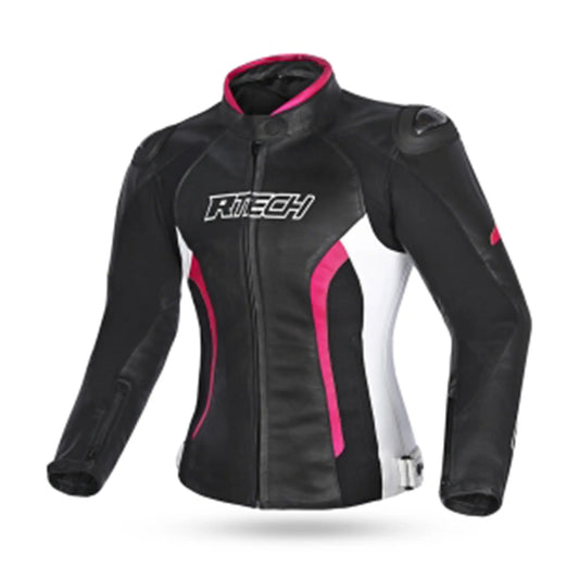 R-TECH -Tom Rider donna Giacca in pelle Negro/Blanco/Fuschia - Yamoto.it