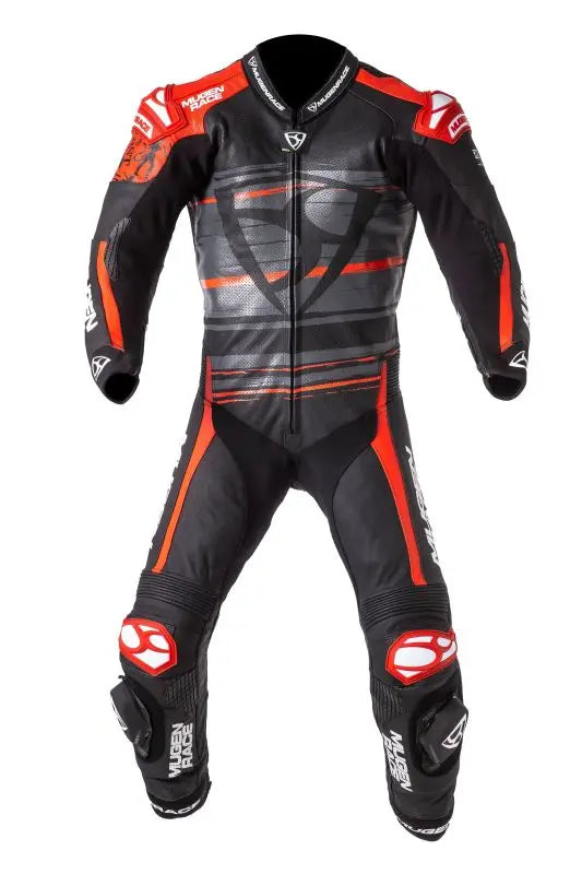 MUGENRACE MNR-2004 Rc Max One Tuta in pelle nera grigia rossa