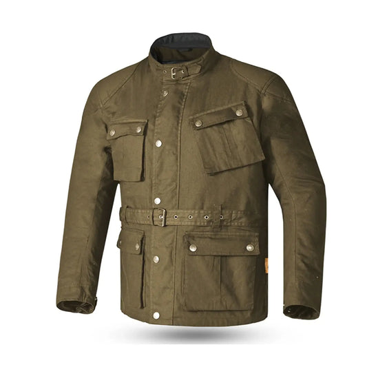 BELA - CHAQUETA TEXTIL TÉCNICA DE ALGODÓN ENCERADO VERDE – Yamoto.it