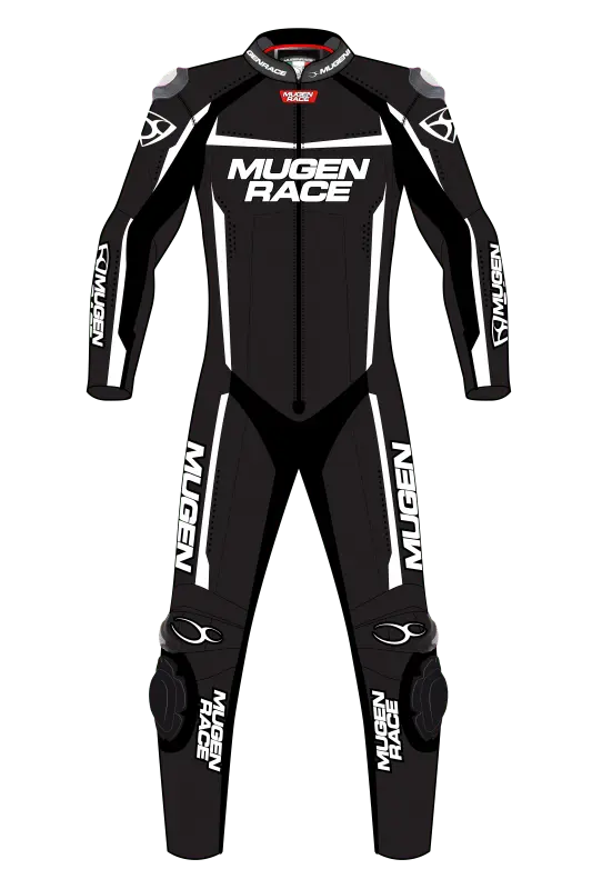 MUGENRACE MNR-1903 Tuta in pelle Ohvale per bambini nera e bianca