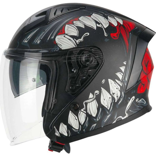 CGM 127X DEEP FREAKER Motociclo Jet Caschi Nero Rosso opaco