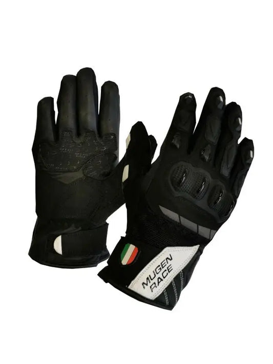 MUGENRACE G-MNR-2069 MIA Corti Moto Guanti Nero Bianco