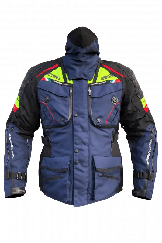 MUGENRACE MARS Moto Tessile Giacca Blu Navy Giallo Fluor