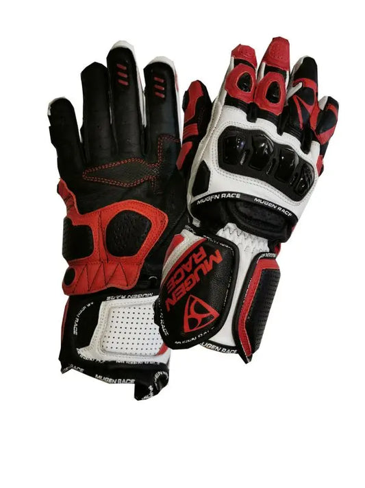 MUGENRACE CHILI Moto Sportivi Pelle Guanti Nero Bianco Rosso