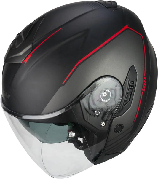 CGM 160G JAD RIDE Motociclismo Jet Caschi Nero Rosso opaco