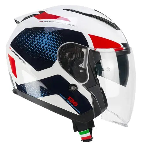 CGM 136G DNA GALAXY Moto Jet Caschi Bianco Azzurro