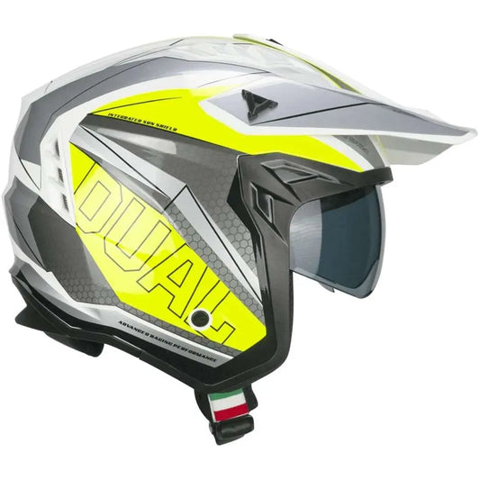 CGM 155G RUSH  DUAL Caschi Moto Jet Bianco Giallo Fluo