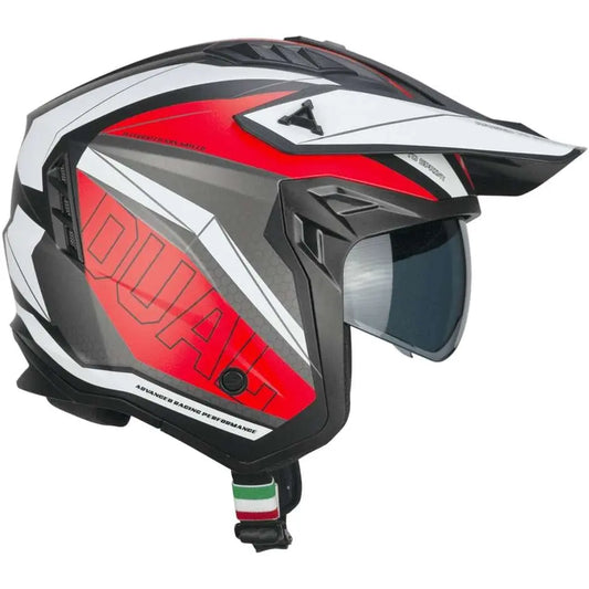 CGM 155G RUSH DUAL casco Jet Nero Rosso opaco