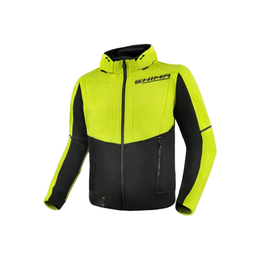 SHIMA Daybreaker uomo Felpa cappuccio zip motociclista FLUO
