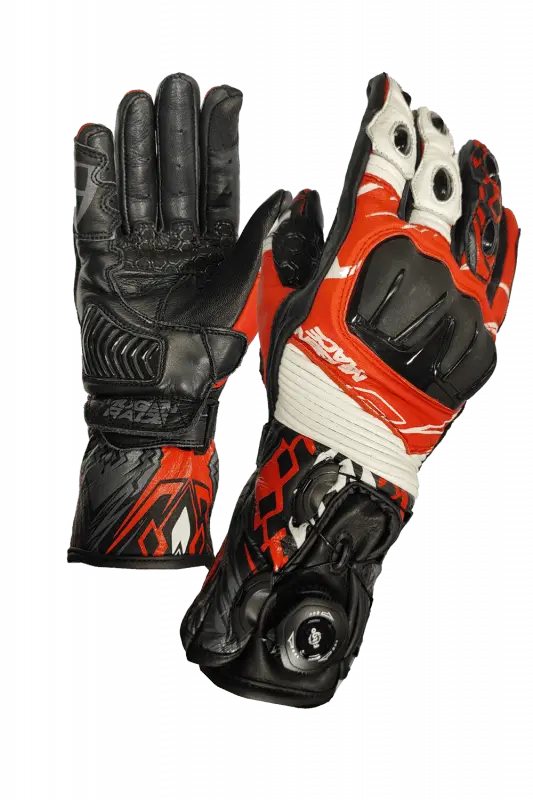 MugenRace G-MNR 2480 COWY Sport Moto Guantes Nero Bianco Rosso