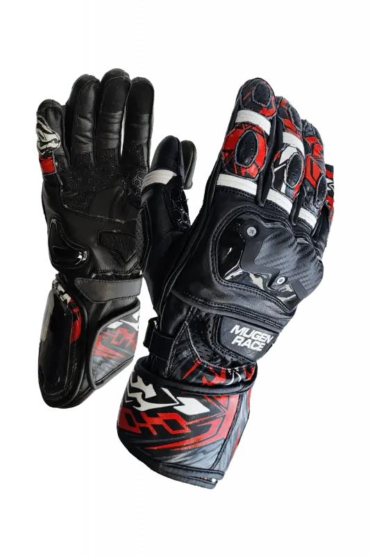 MUGENRACE MOONE SPORT Moto Pelle Guanti Nero Rosso