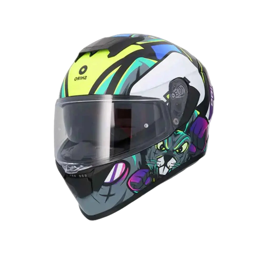 SHIRO RAPTOR CRAZY RABBIT Moto Integrali Caschi Nero Rosa Giallo Flou