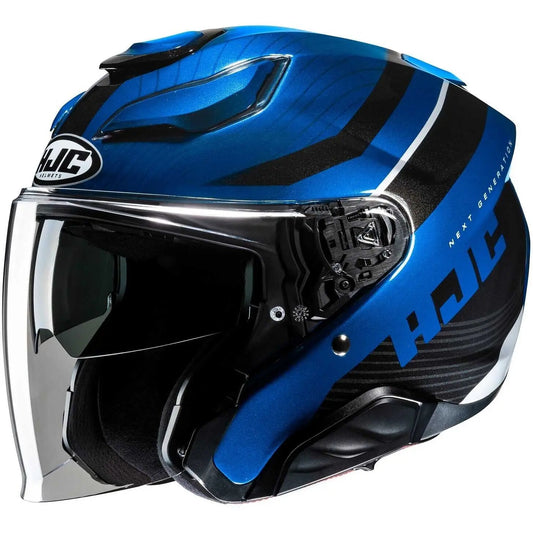 HJC F31 NABY MC2 Moto Sportivo Jet Caschi Blu Nero