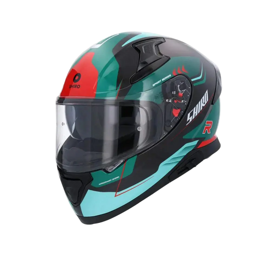 SHIRO katana orbe Motociclo integrale Caschi Verde Rosso