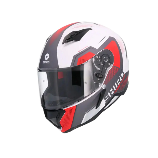SHIRO HUNTER SH-890 COMMAND Moto Integrali Caschi Bianco Opaco Rosso