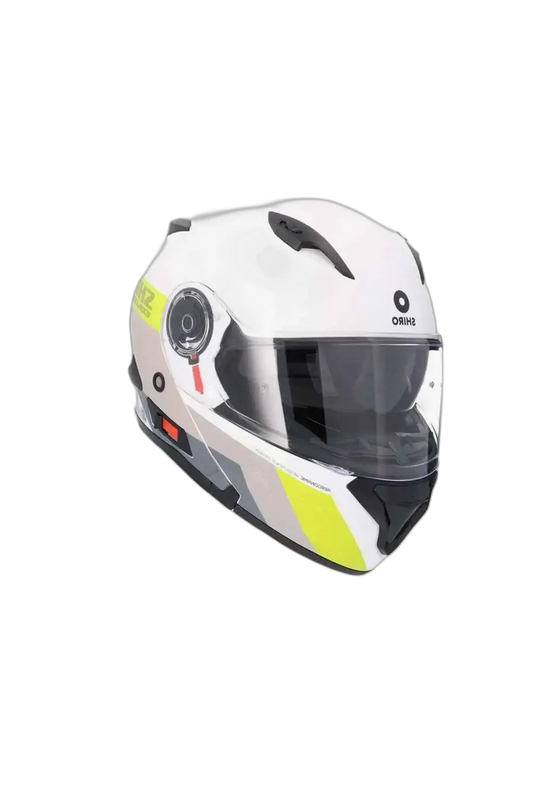 SHIRO EXPLORER MAVERICK Moto Modulari Caschi Blanco Grigio Giallo