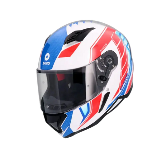 SHIRO HUNTER SH-890 EDGE Moto Integrali Caschi Bianco Rosso Blu