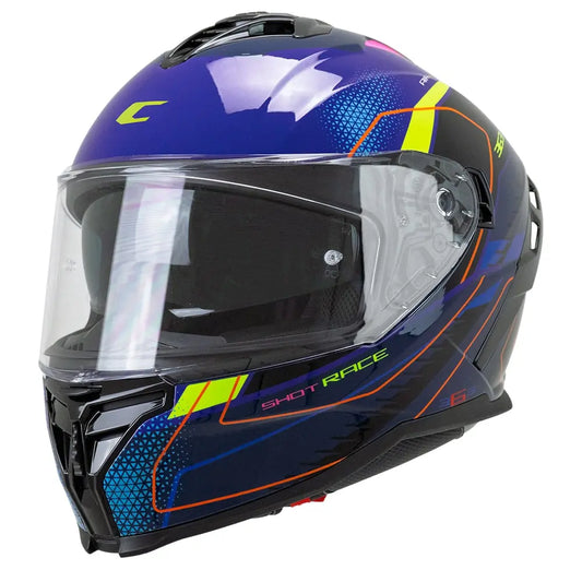 CGM SHOT VILLAIN 363G CASCHI INTEGRALE DA MOTO BLU VIOLA ROSSO – Yamoto.it