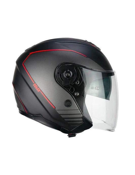 CGM 160G JAD RIDE Motociclismo Jet Caschi Nero Rosso opaco