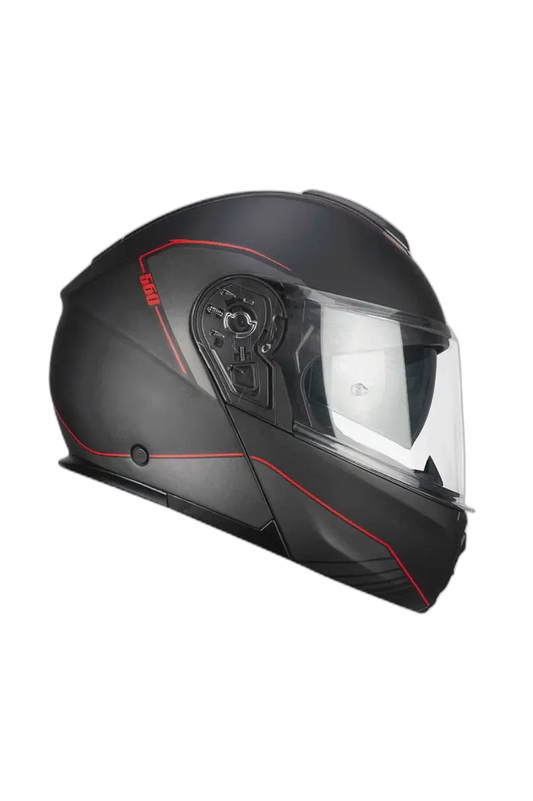 CGM 560G MAD RIDE Moto Modulare Caschi Nero Rosso opaco