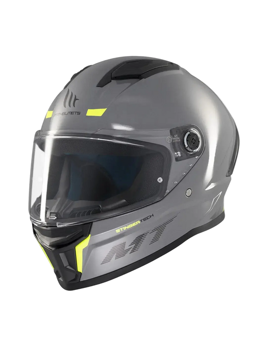 MT STINGER 2 SOLID A12 Grigio Lucido Moto Integrale Caschi
