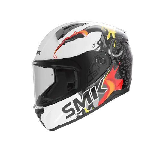 SMK BIONIC YOUTH SPLASH GL124 Moto Integrali Caschi Bianco Nero