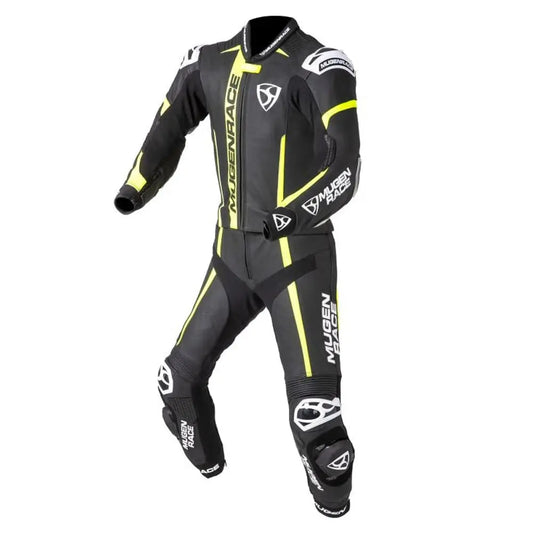 MUGENRACE MNR-1911 Molto Tuta Pelle Nero Giallo Bianco