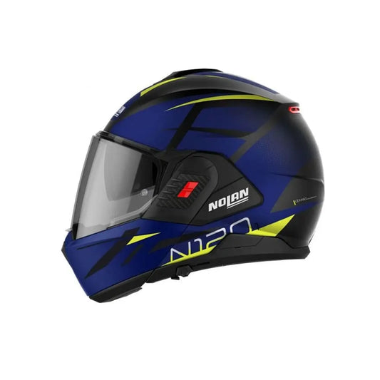 NOLAN N120-1 NIGHTLIFE N-COM 028 Moto Modulari Caschi Nero Blu Giallo – Yamoto.it