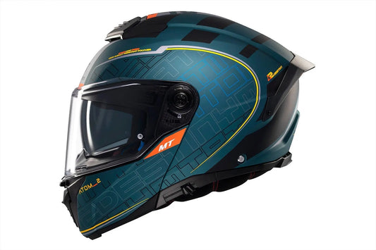 MT Atom 2 Sv Destiny C6 Moto Sportivo Modulare Caschi Nero Blu Opaco