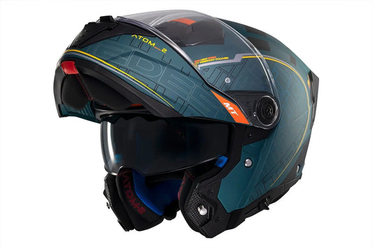 MT Atom 2 Sv Destiny C6 Moto Sportivo Modulare Caschi Nero Blu Opaco