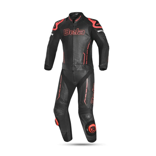 Bela Rocket nero rosso 2PC Tute in Pelle Di Canguro Mix Uomo front