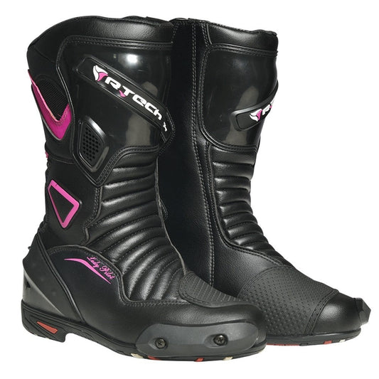R-TECH PILOT LADY STIVALI IN PELLE DONNA NERO/ROSA FLUO – Yamoto.it