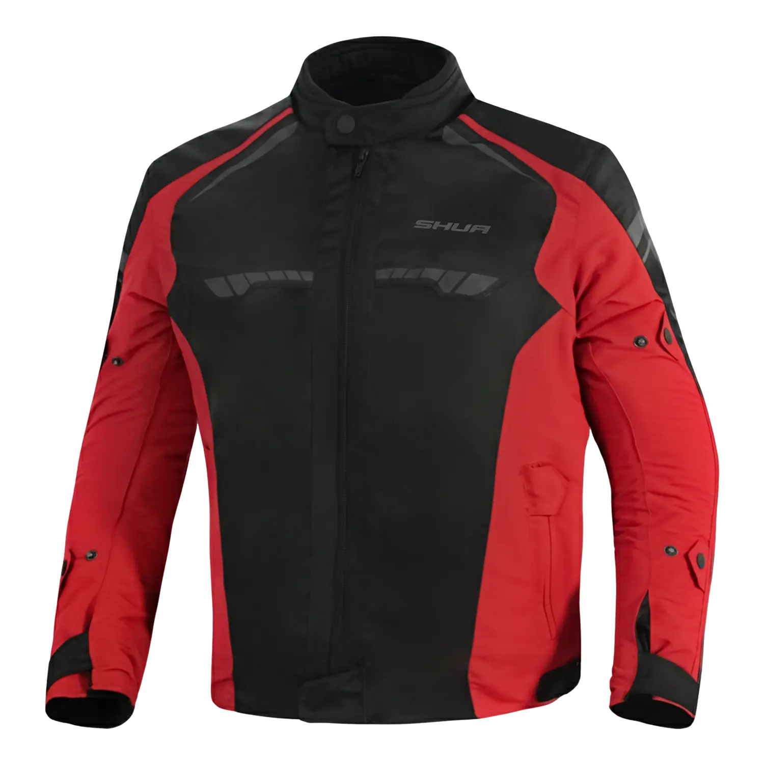 SHUA IMMORTAL GIACCA DA MOTO DA UOMO IN TESSUTO NERO ROSSO