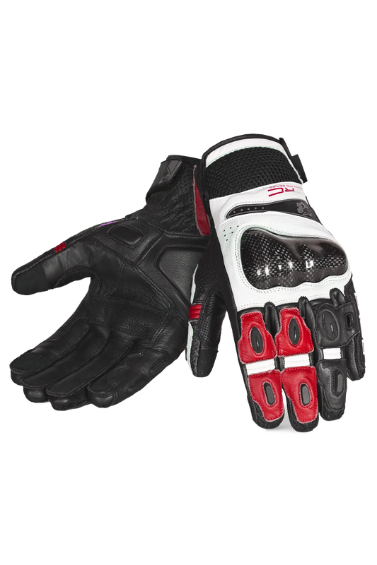 Bela Rocket Short Bianco/Rossa/Nero Guanto da Motociclista