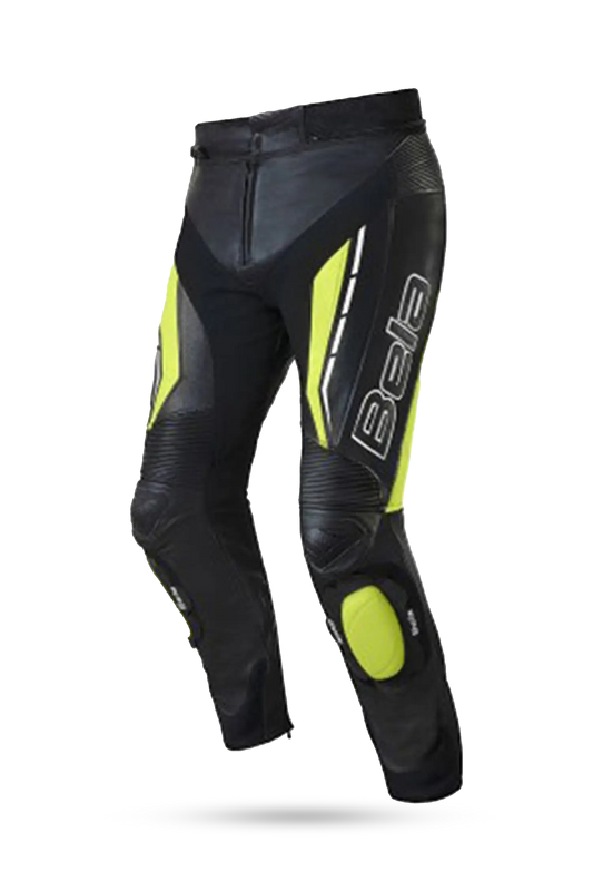 Bela Rocket Nero Giallo UOMO Pantalone (Pelle Di Canguro Mix)