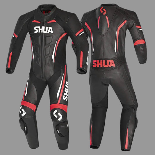 Shua Infinity Nero Rosso1PC Tute da Moto Pelle Uomo
