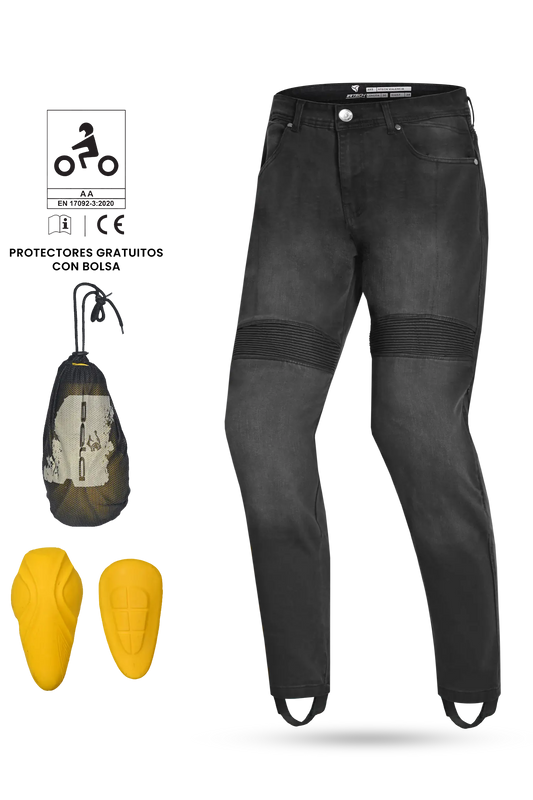 R-tech Valencia Omologato CE livello AA Jeanss UOMO Nero 34L