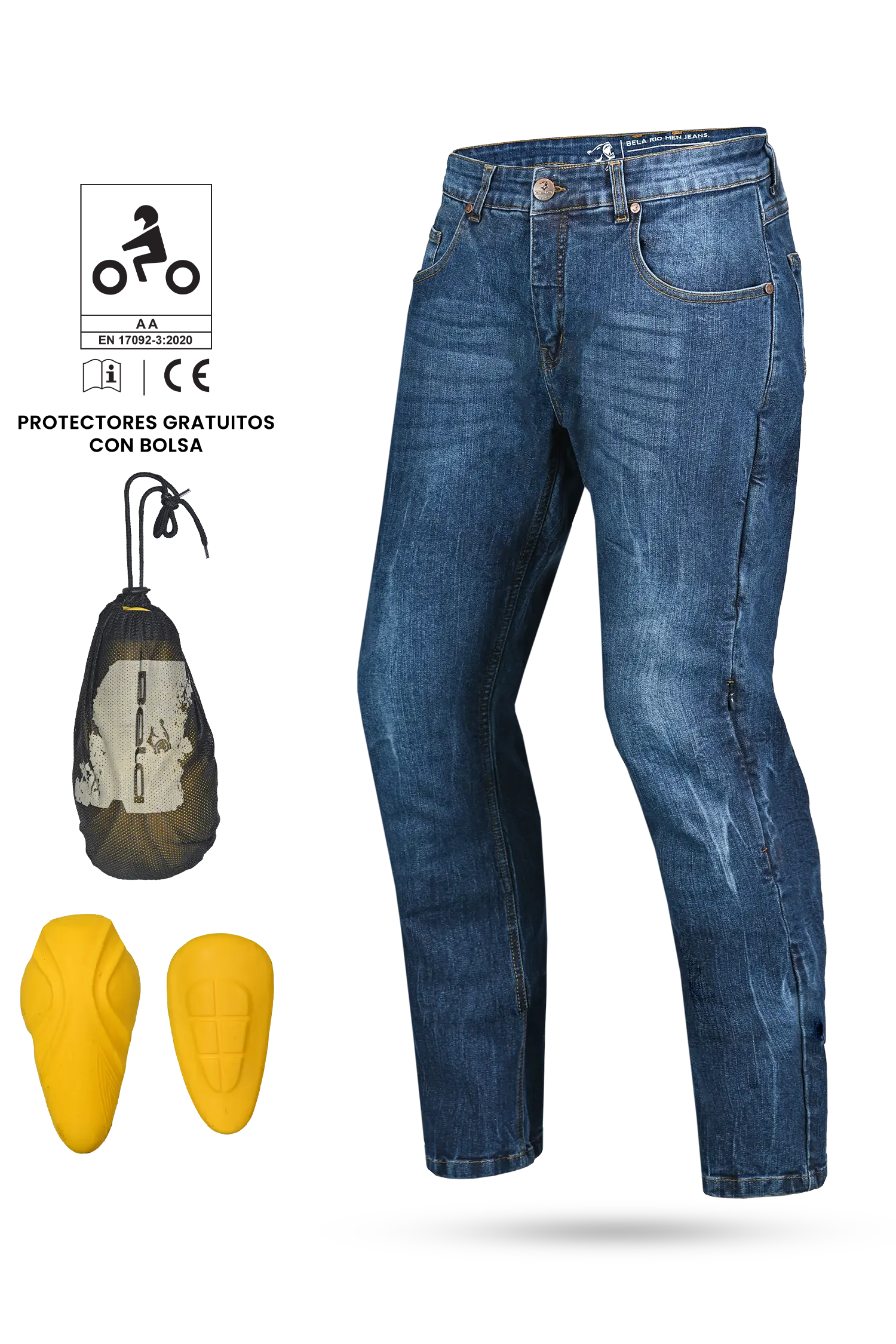 BELA - Pantalon Rio 34L Tie & DY Azzurro