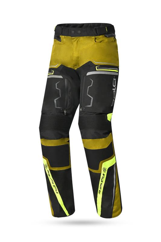 Bela Watson Pantaloni da moto touring Nero/Marrone/Giallo Fluor/Bianco