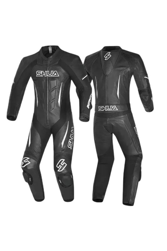 Shua Infinity Nero Bianco 1PC Tute da Moto Pelle Uomo